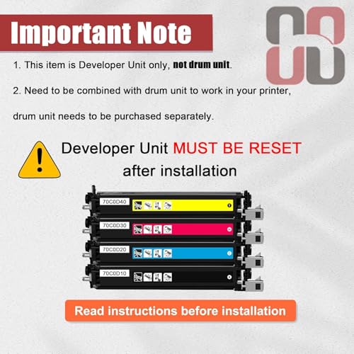CS310 Developer Units Compatible for Lexmark 70C0D10 70C0D20 70C0D30 70C0D40 Developer Units Work for Lexmark CS310dn CS317dn CS410dn CS417dn CS510de CS517de CX310dn 1 Black