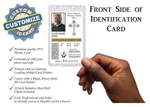 Ordained Minister ID Card - Customizable with Your Photo and Info - Church Identification