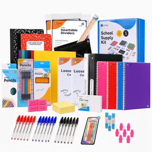 Enday Back to School Supplies High School Kit for Kids with Folders, Notebooks, Pencils, Pens & More Back to School Supplies Kit School Supply Bundle for Classroom Essentials