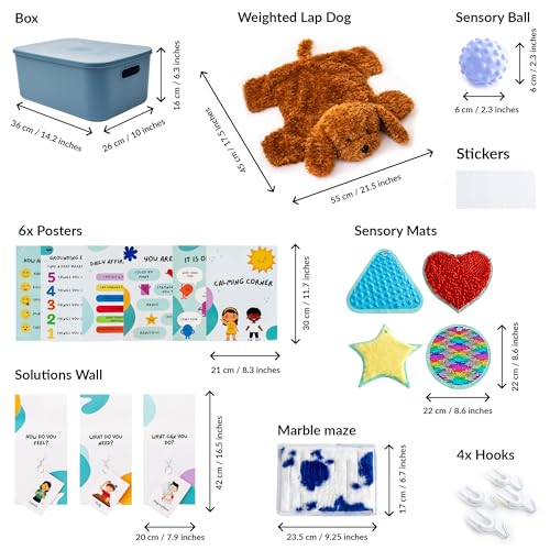 Calm Down Corner Kit for Classrooms | Sensory Tools for Kids | Includes Plush, Posters, Solutions Wall, Fidget Toys | Special Education | School Items for Children