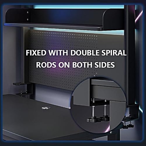 ZBJDX Metal Computer Desktop Shelving, Clamp on Gaming Desk Accessories with Pegboard and Shelf, for Office Dorm Home,Small