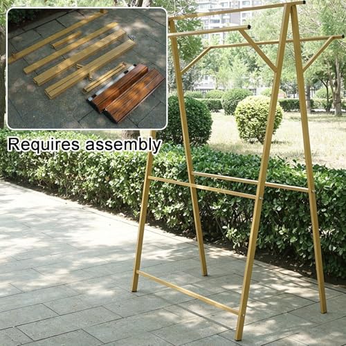 bacedifo Portable Outdoor Market Stall with Faux Thatched Canopy, Detachable Markets Stand, Roll-up Tabletop, Triangular Structure, Metal Frame, Product Display Rack, Height 200 Cm