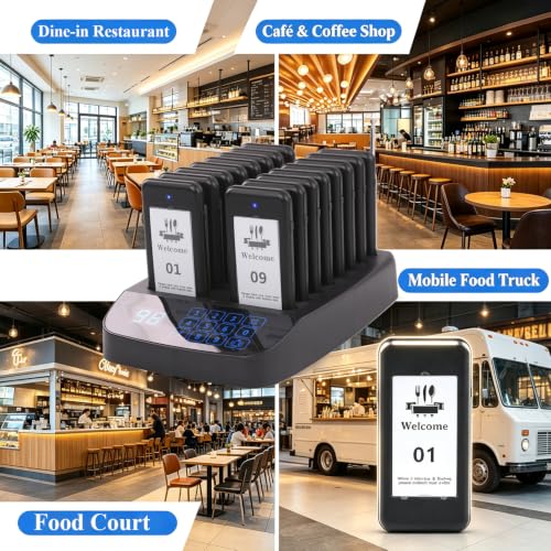 LOUKIENE Restaurant Pager System, 16 Pagers, Wireless Calling System