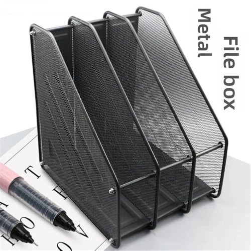 File Rack Metal Office File Frame Multi-Layer Document Holder Archival Storage Box Vertical Organizer Letter Trays(Medium)
