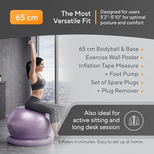 MANTRA SPORTS Yoga Ball Chair - Stability Ball and Exercise with Base for Office Desk Sitting, Active Chair for Posture & Core Support, Seat for Home Gym, Abs, Stretching, Therapy, Fast Pump Included