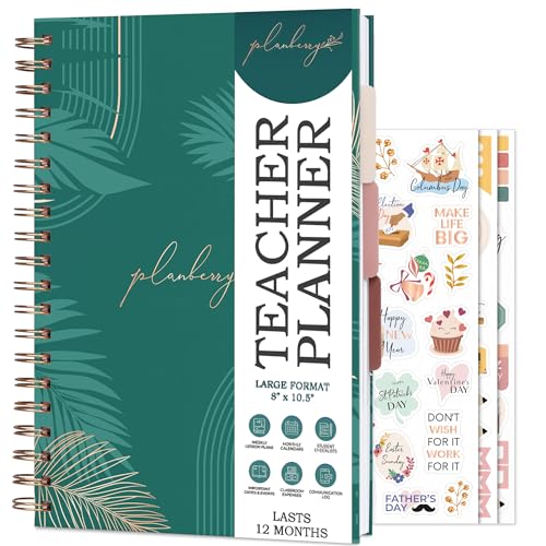 PLANBERRY Teacher Planner, Undated Lesson Plans, Homeschool Calypso Teal
