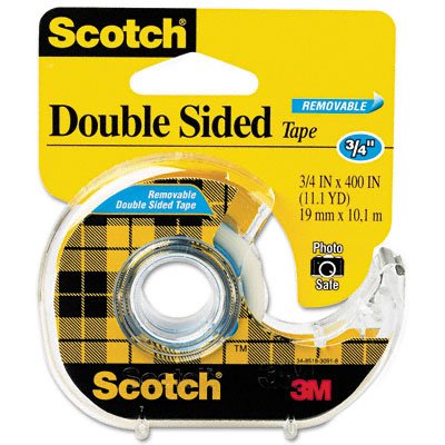 Wholesale CASE of 25 - 3M Scotch Removable Double-coated Tape-Double-sided Removable Tape, 3/4"x400", 12 Rolls/BX, Clear
