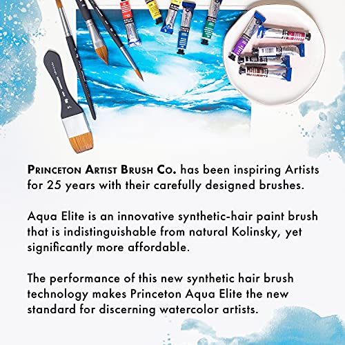 Princeton Aqua Elite, Series 4850, Synthetic Kolinsky Watercolor Paint Brush,Round, Size 6