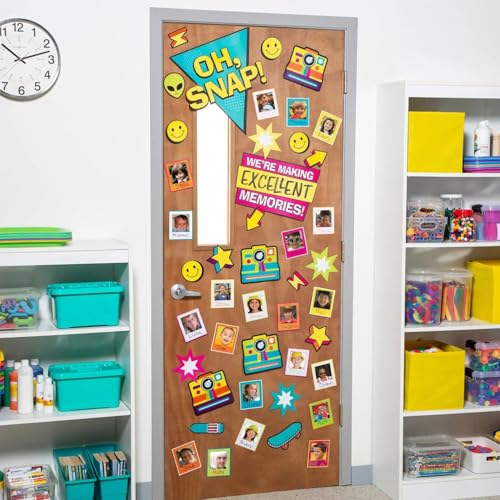 Fun Express Full Update PARTY SUPPLIES 5 Piece 90s Themed Student Pictures Classroom Door Decorating Set