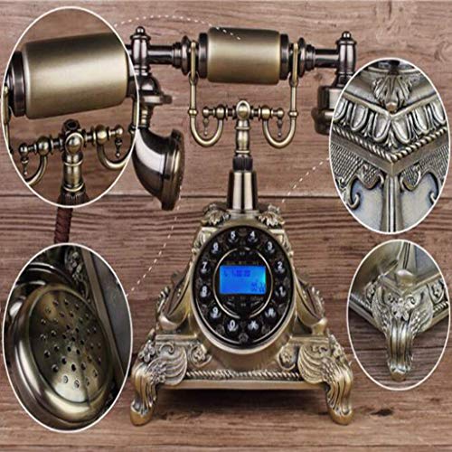 Antique Phone European Retro Phone Resin Metal Body Button Dial Vintage Landline,#1