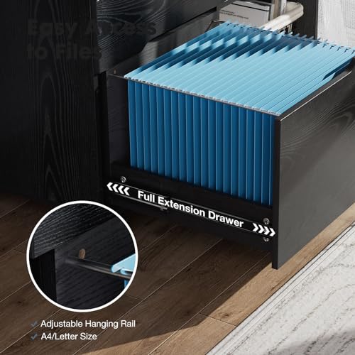 DUMOS File Cabinet with 3 Drawers, Wood Under Desk Storage Printer Stand