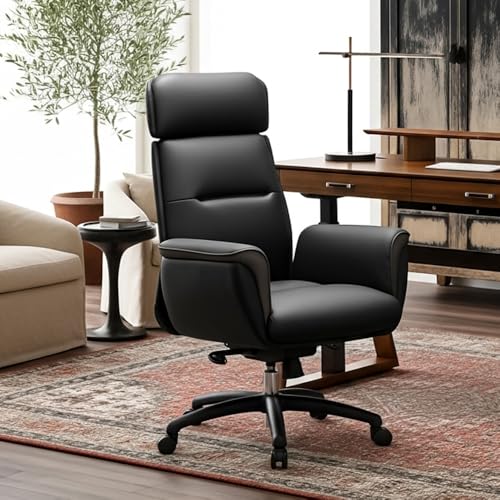 EUREKA ERGONOMIC Royal Ergonomic Office Chair Executive Desk Chair, Microfiber Leather High Back Executive Chair Comfy Ergonomic 360° Swivel with Lumbar for Home Workshop- Black