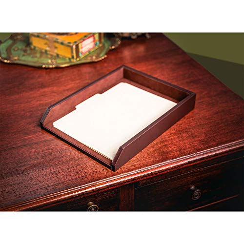 DACASSO Leather Desk Set with Side Rails - Luxury Leather Desk Pad & Desk Organization Essentials - Office Organization & Executive Desk Decor - (Brown, 3 Piece)