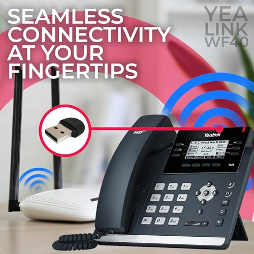 Yealink WF40 USB Wi-Fi Dongle Adapter for Desk Phones - Compatible Phone Models - T46U, T48U,T43U, T44U, T42U, T46S, T48S, T42S,T41S, T53, T52S, T27G, T29G, T46G,T48G Global Teck Microfiber Cloth