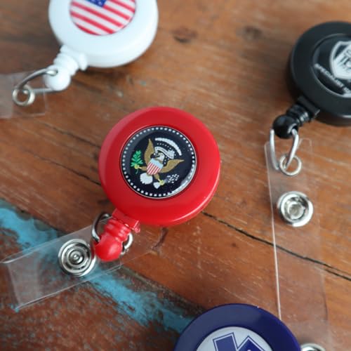 Bulk 100 Pack - Custom Badge Reels Retractable (Upload Your Logo) with Belt Clip - Personalized Full Color Print Dome Label - Company Badge Holders for Medical Staff, Office by Specialist ID (Blue)