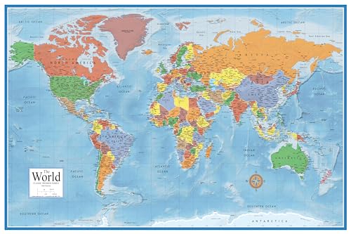47x77 World Classic Premier Wall Map Mega Poster Laminated