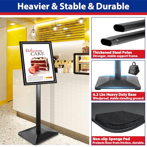 VAIIGO Sign Stand 11x17inch Pedestal Sign Holder Poster Stand 3Packs Adjustable Floor Standing Sign Holder with Heavy Duty Display Stand for Indoor Outdoor Business Store Sign Holders(Black)