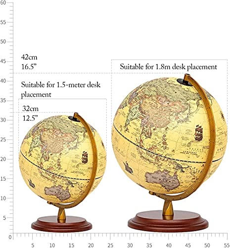 globe, Wooden Base Illuminated Globe 12. 5 Inch Retro Tabletop Rotating(25cm Light)