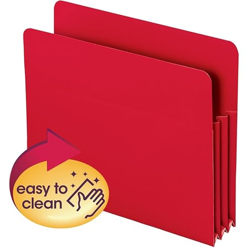 Smead Plastic Expanding File Folder Pocket, Red, 24 Count