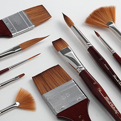 Creative Mark Mimik Kolinsky Watercolor Brush - # 6 Fan - Long Handle Synthetic Paint Brush - Handmade in Germany - Synthetic Sable Paint Brushes for Professional Artists - Animal-Friendly