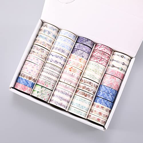 60 Rolls of Slim Washi Tape Gift Box Set, 15Mm Wide 16.4 Ft Long Colored Decorative Thin Masking Tapes for Arts, Children Gifts, Bullet Journals, Scrapbooking DIY,F