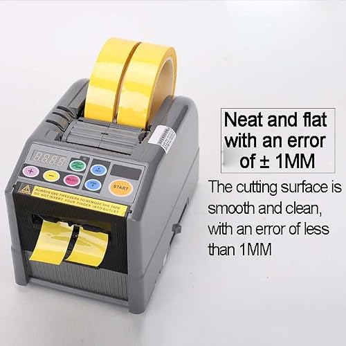 Automatic Tape Cutting Machine, 6-Memory Digital Dispenser with Manual/Auto Mode, 6-60mm Width, 5-999mm Length, 200mm/s for Packing, Shipping, Office
