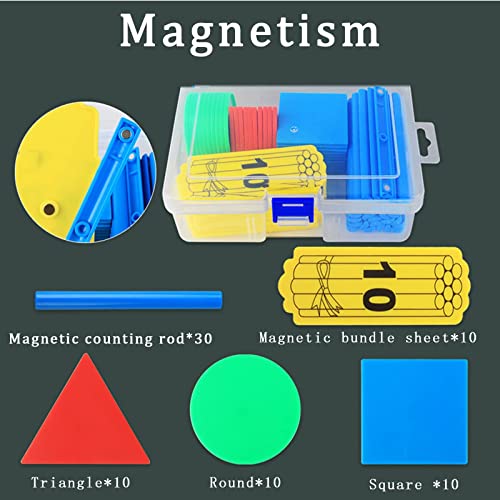 Dntum Physical Magnetism Kit, Magnetic Counting Rod Bundled Piece Set, 10 Pieces Each in a Triangle, Square and Circle