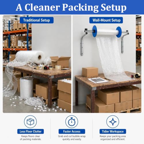 Bubble Wrap Roll Dispenser Stand,Wall Mount Bubble Wrap Roll Holder