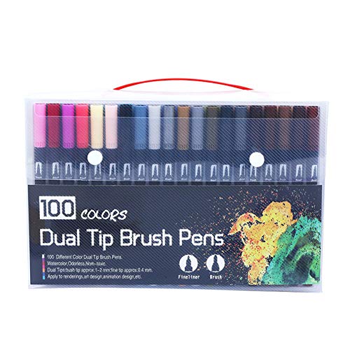 Watercolor Pen Watercolor Pen Brush Markers Dual Tip Drawing for Bullet Journal Art Markers 12 24 36 48 60 72 100 120 Colors Pens 24Colors White (100 Colors Black)