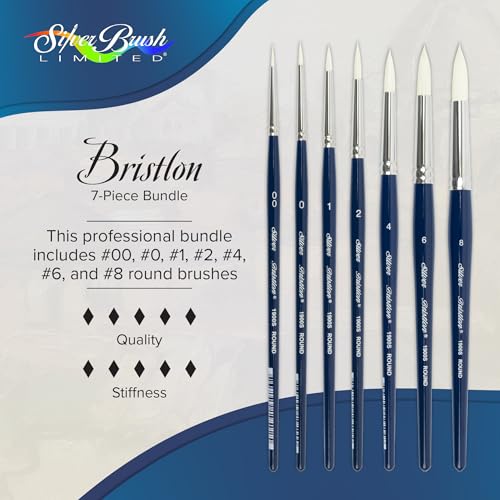 Silver Brush Limited Bristlon Short Handle Rounds Oil Paintbrush Set, 7pc