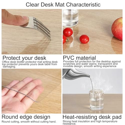 ACFBGFV Clear Desk Cover Protector 19in x 55in Desk Pad Mat Blotter on Top of Desks Transparent PVC Table Protector Rectangle Desk Mat Table Cover for Office Writing Desktop Dresser