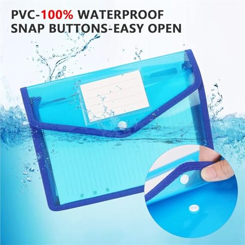 5Pcs A5 Expanding File Folder Plastic Envelope Wallet Organizer with Snap Closure & Label Pocket(Red)