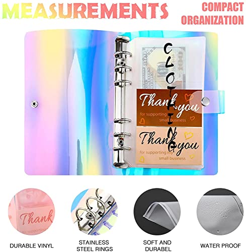 QERTYHKK A6 Binder Refillable Notebook Cover with 12 Cash Envelopes Budget Sheets and 2 Pieces Black Letters Labels for Planner Office