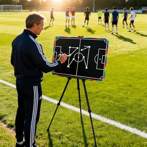 BELOWSYALER 28 Inch LCD Football Trainer Board Highlighting Encompassed Stand and Tap Erase Security for Strategic Planning Coaching Aid Training Tool