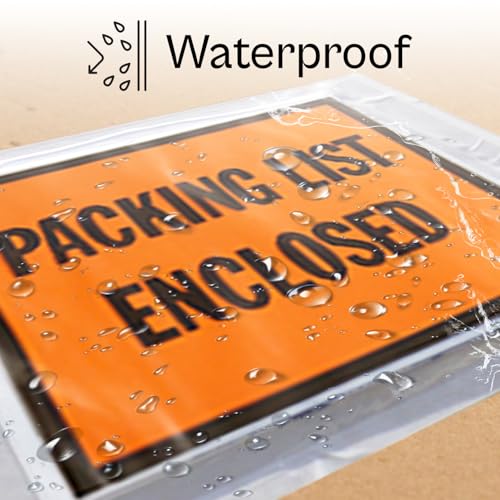 PSBM 1000 PCS, 7 x 5.5 Inch Orange Full Face Packing List Enclosed Bags, Shipping Mailing Envelopes and Packing Slip Pouches for Mailing Labels, Invoices and Documents