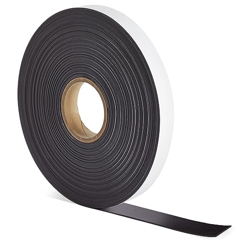Bright Creations Magnet Tape Roll - 1 in x 100 ft - Strong Magnetic Strip Roll with Sticky Adhesive for Fridge & Whiteboard DIY & Crafts