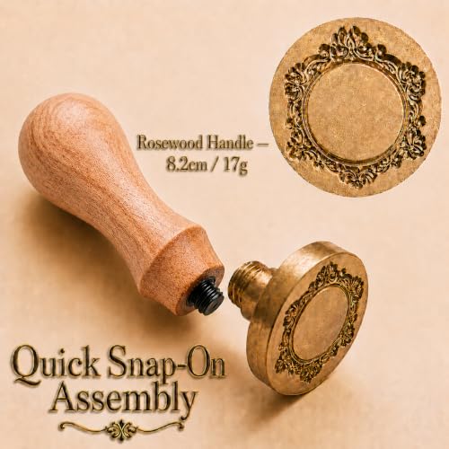 Antique Frame Wax Seal Stamp Kit, 6 Brass Heads, Removable Rosewood Handle