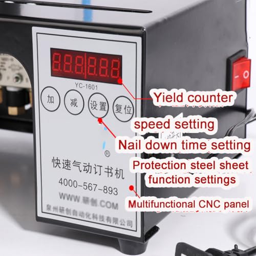 0.95-13.8in Electric Saddle Stapler, Opposite Double Head Pneumatic Stapler, 100mm Industry Automatic Binding Machine, with Pop-up Nail Slot&Yield Counter, for Printing Houses, Offices, Publishers