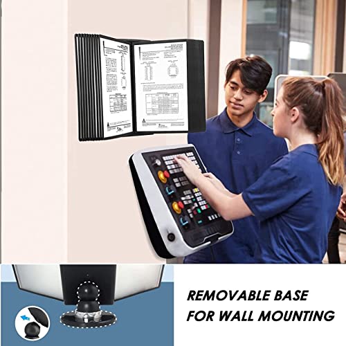 10 and 20- Pocket Desktop Reference and Catalog Display Racks，A4 Paper Flip Flie Folder, Poster Flip Book Display Stand with Easy-Load Pockets and Compact Weighted Base for Maximum Stability
