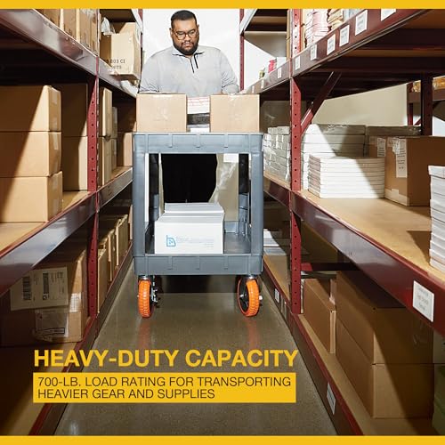 Klutch 2-Shelf All-Terrain Utility Cart, 700-Lb. Capacity