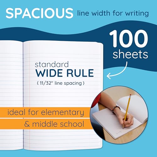 Blue Summit Supplies 48 Composition Notebooks, Wide Ruled, Assorted Colors