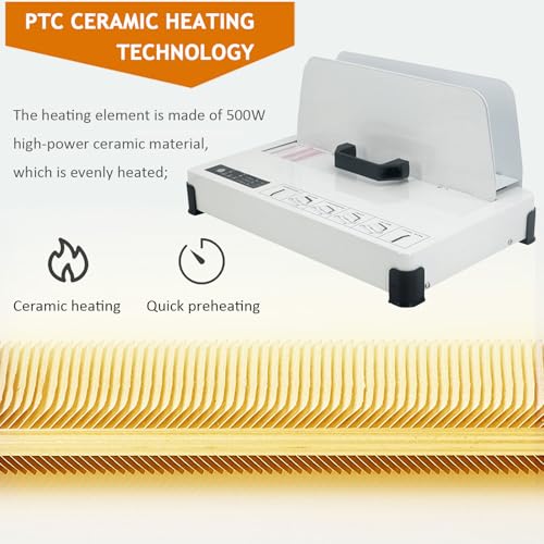 Naturalpowev Thermal Book Binding Machine, 500 Sheets Capacity, 3 Levels Time Setting, Electric Binding Machine for Business Document Office School Booklet Book Repairing