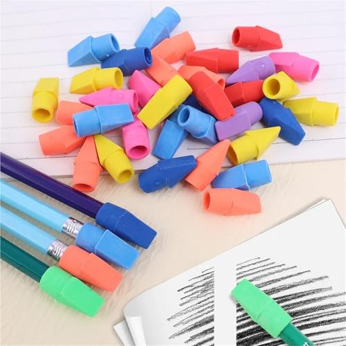 Pencil Top Eraser Caps Eraser Caps Pencil Eraser 150 Pcs 2 in 1 Erasers Pencil Top Protector Caps Creative Chisel Shape Pen Tip Protective Cover Eraser Student Correction Supplies