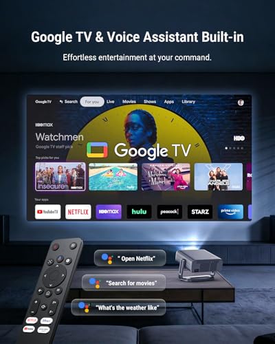 [Bundled with Google TV Stick] Smart Projector with WiFi and Bluetooth