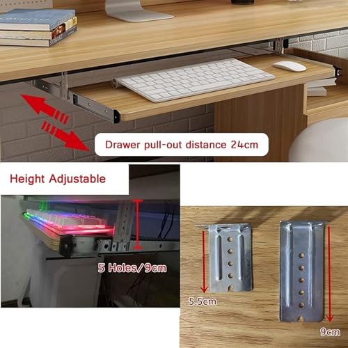 XCIVONTEX Furniture Universal Keyboard Shelf, Platform Drawer for Typing with Smooth Glide Handle Out Computer Drawer for Typing, for Typing Home Office Desk(Teak,60x27cm)