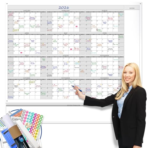Dry Erase Yearly Calendar for Wall,Extra Large Full Year Calendar 46x63 in