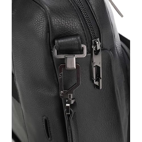Piquadro Akron Men’s Leather Briefcase – Italian Calfskin Workbag with Laptop Compartment (Black)