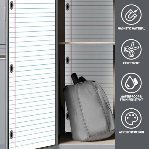 CEREJYPUZ 2 Pcs Locker Magnetic Wallpaper Notebook Paper First Day School Composition Classroom 12" x 36" Wall Magnetic Sticker Removable Locker Accessories Decor Easy Install for Office School