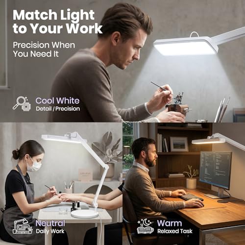 Neatfi 2500LM 30W LED Task Lamp w/Base, CCT, 22-Inch Wide Head (White-2)