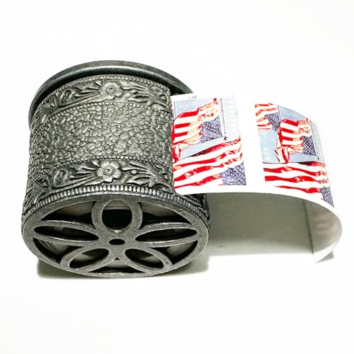 Floral Metal Stamp Roll Dispenser (Holds a Roll of Forever Postage Stamps) Stamps are not Included